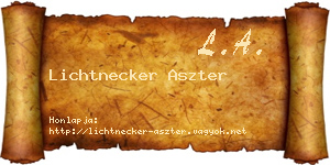 Lichtnecker Aszter névjegykártya
